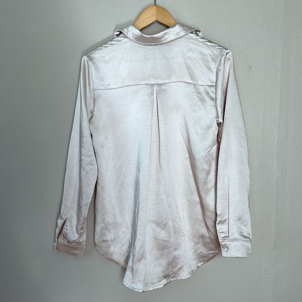 Princess Polly Cream Champagne Satin Blouse 2 - Picture 5 of 6